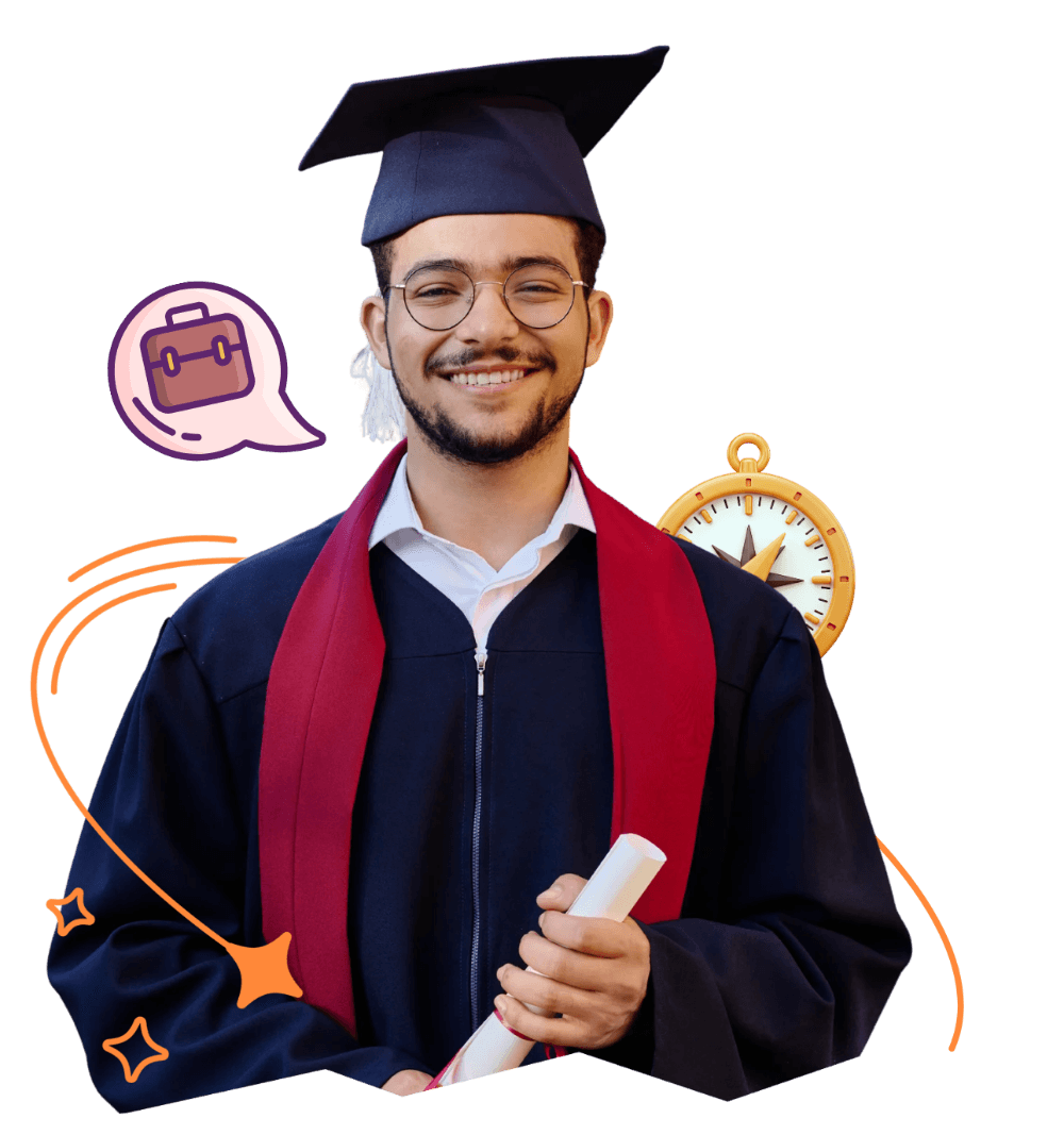 Étudiant diplômé souriant, sûr de son choix d’orientation